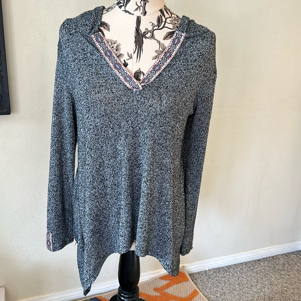 Boho Lightweight Knit Hooded Tunic Style Sweater